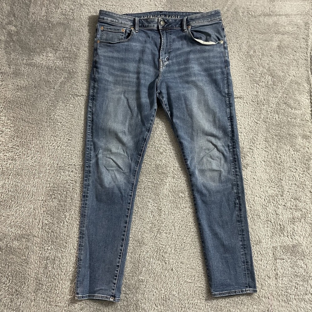 American Eagle‎ Jeans Mens 36x34 Athletic Fit Tapered Blue Medium Wash Stretch